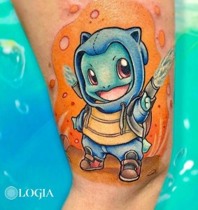 Tatuaje pokemon en la pierna Bortolani